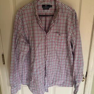 Vineyard Vines Men's Checkered Shirt - Pink and Blue